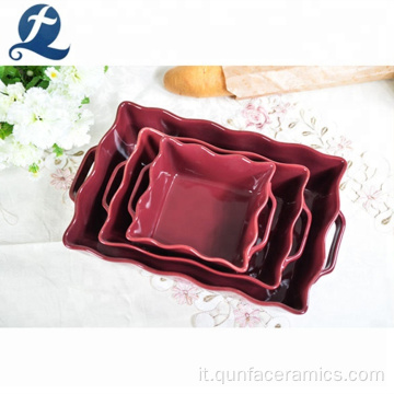 Piatti da forno in ceramica quadrata al microonde set